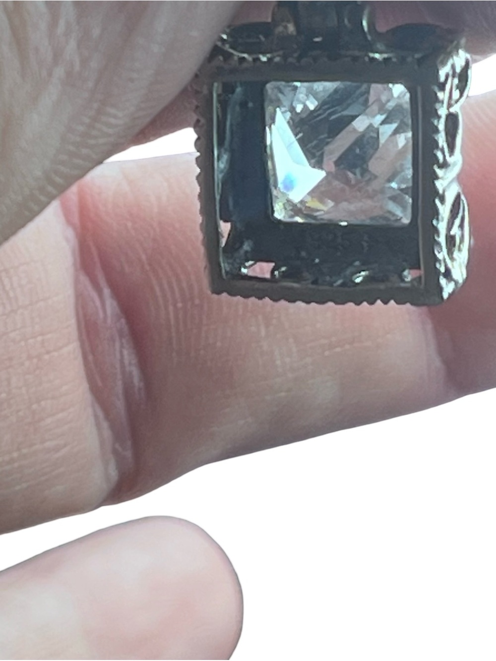 Vtg Silpada Uptown Sterling Silver Square CZ Fleur de Lis Pendant S0979 6.3g - Picture 5 of 16